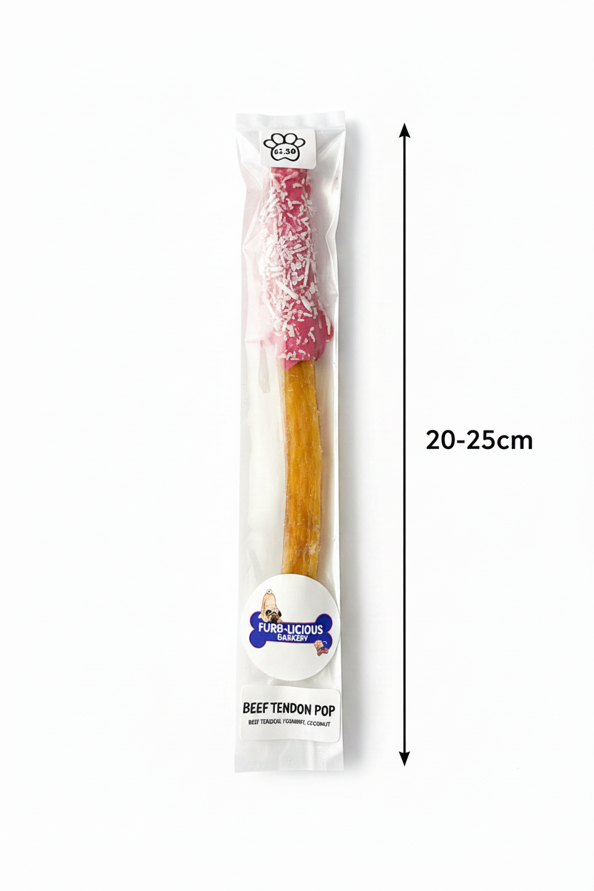 Pink Beef Tendon Pop with Measurement